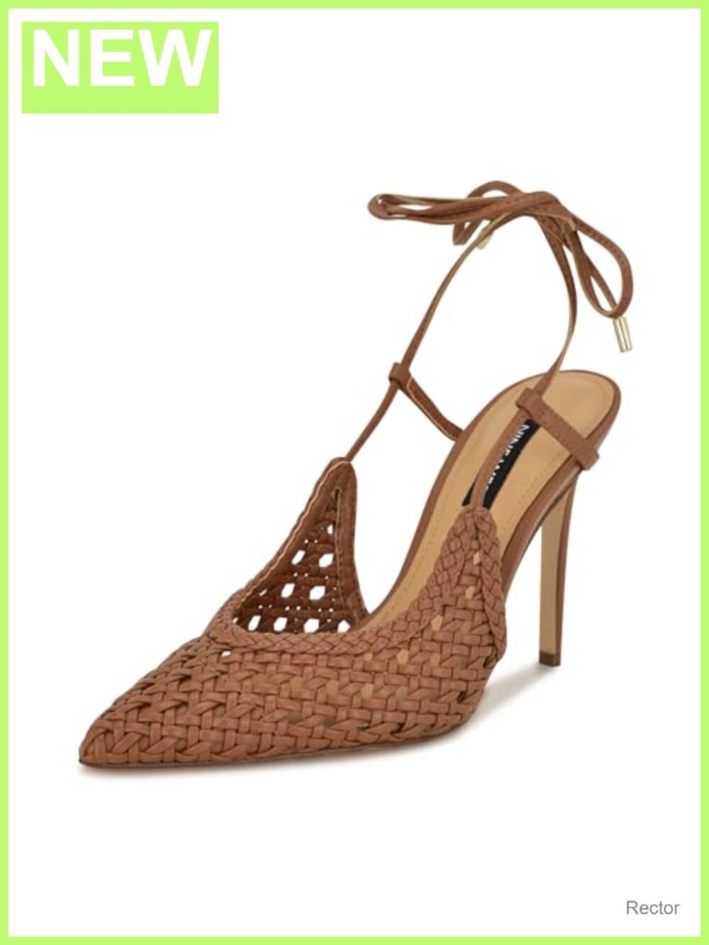 Nine West Fessla Women's Stiletto Heel Pumps Woven Ankle Strap Tie